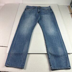Lucky Brand Jean Men 34x31 121 Heritage Slim Straight Blue Faded Denim Tag 34x32